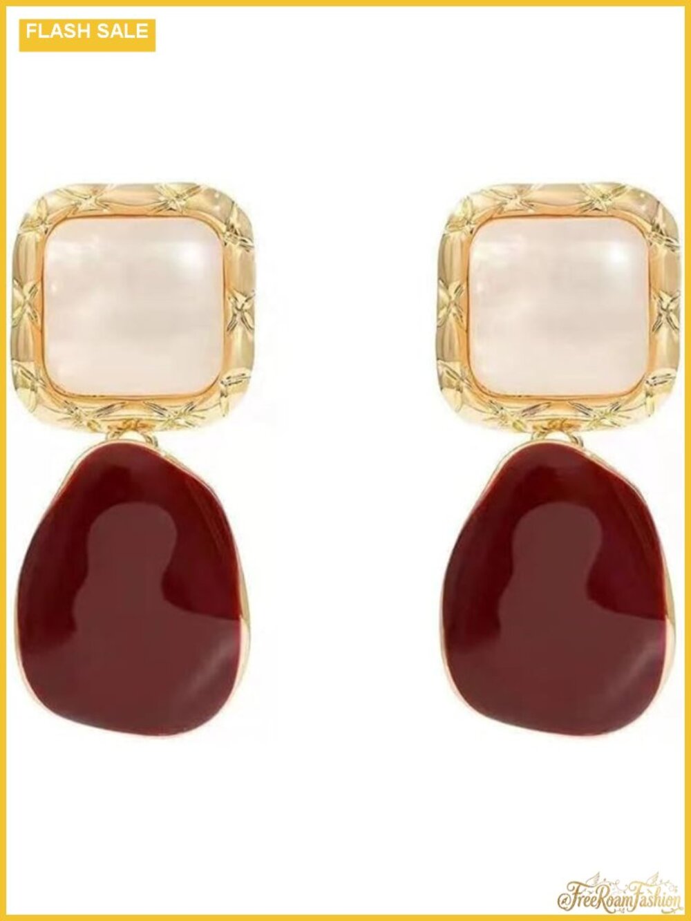 Gold Tone Alloy Geometric Drop Dangle Earrings Minimalist Lightweight Pendant